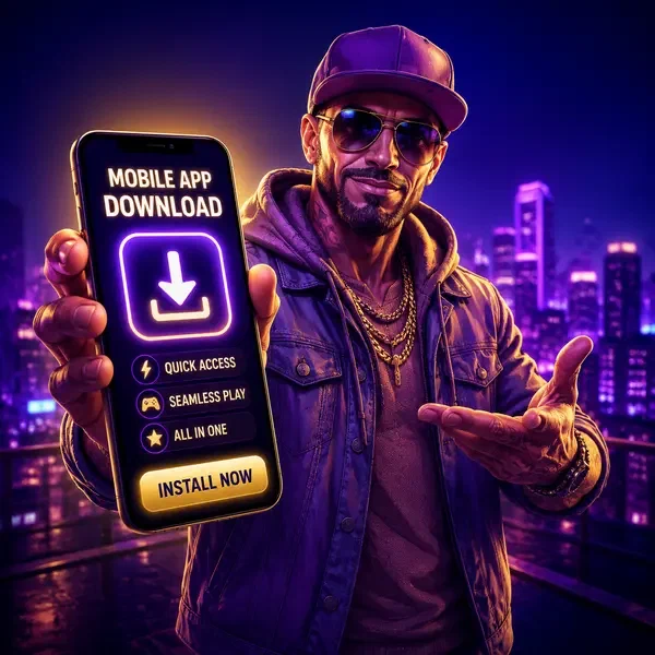 App mobile BroWinner luminosa sullo schermo dello smartphone mentre l'ambasciatore presenta l'opzione di download