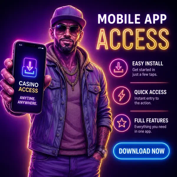 App mobile luminosa nelle mani mentre il giocatore si prepara a scaricare BroWinner Casino
